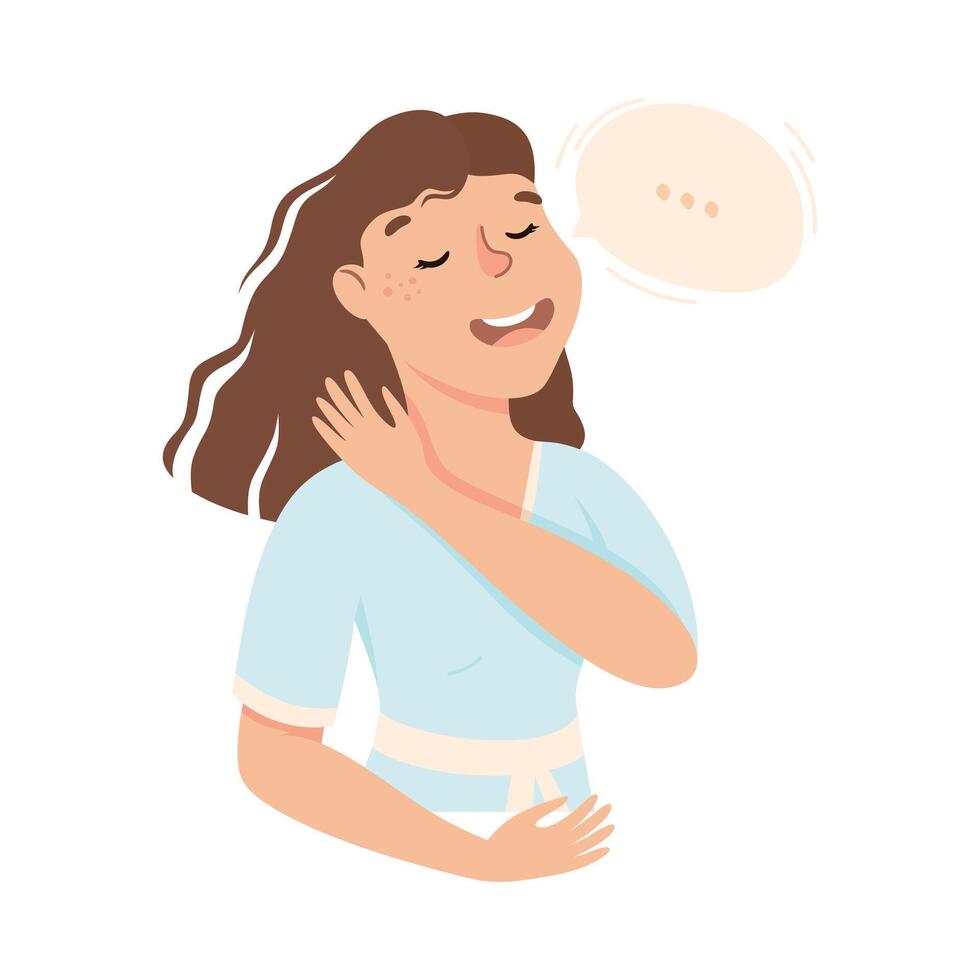 Young Female Talking and Gesturing Engaged in Conversation with Someone Illustration vector