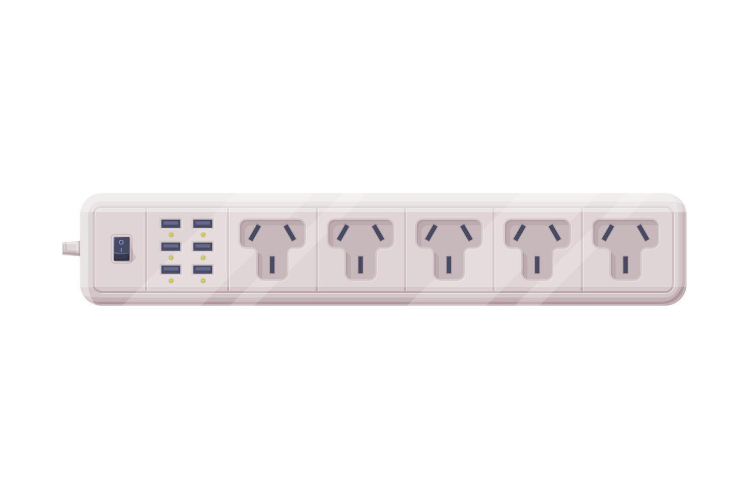 Extension Socket with Power Cord as Electric Current Equipment with Port Connector Illustration vector
