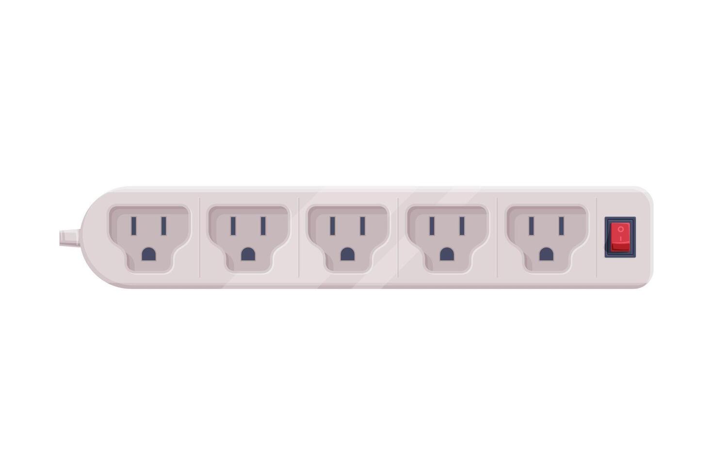 Extension Socket with Power Cord as Electric Current Equipment with Port Connector Illustration vector