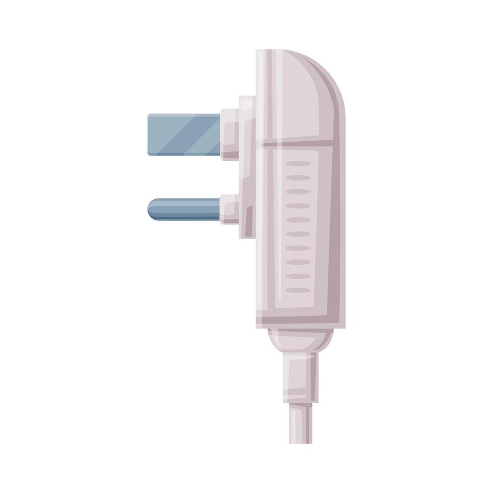 Power Plug as Movable Connector with Cable and Protruding Pins Illustration vector
