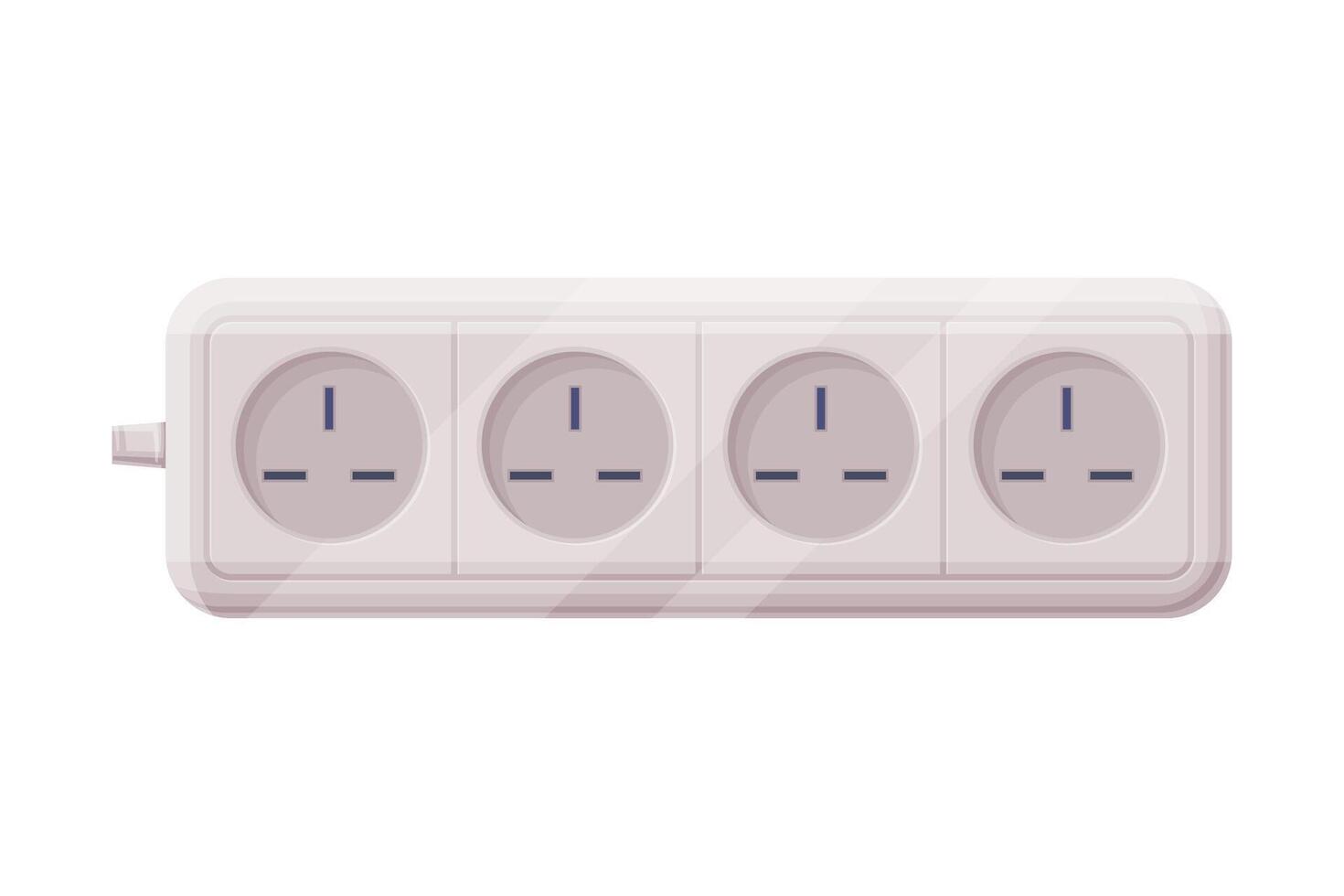 Extension Socket with Power Cord as Electric Current Equipment with Port Connector Illustration vector