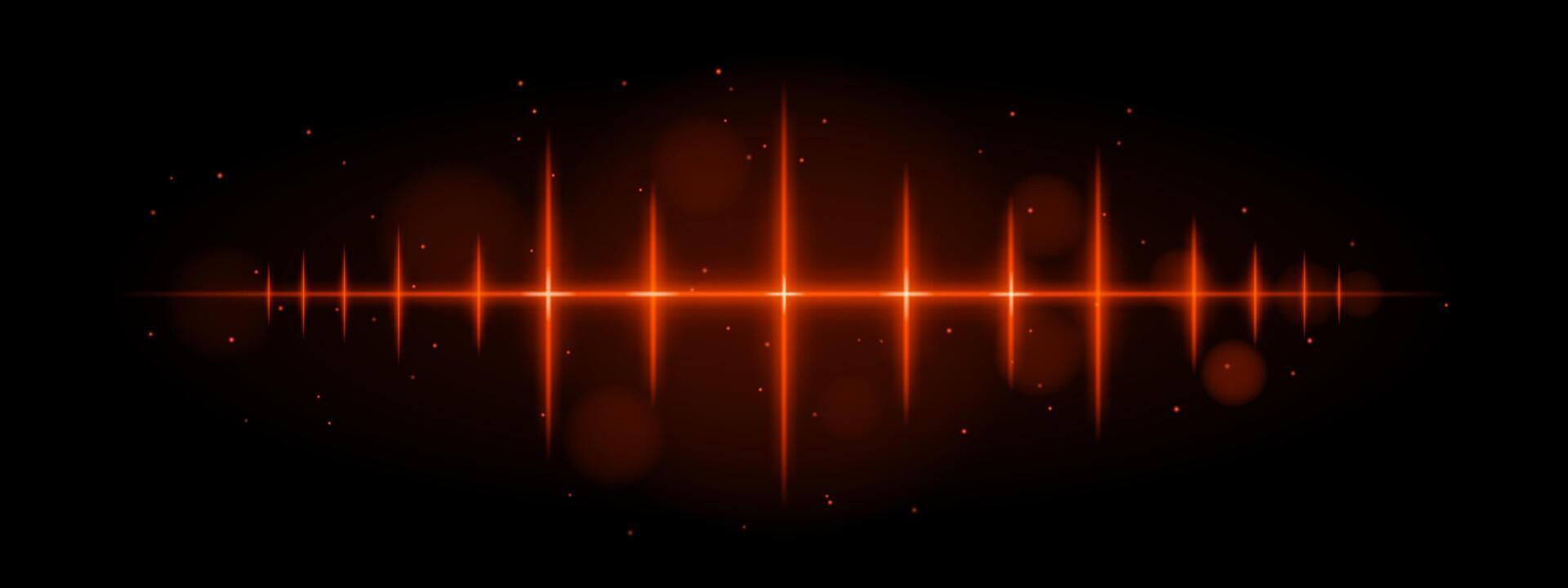 Orange pulse wave. Vibrant glowing waveform, sharp spikes, futuristic light design, dynamic energy signal, abstract illumination, modern decor, visual effect, scattered particles vector