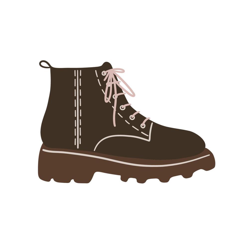 Hiking boot isolated on white background. illustration in flat style. vector