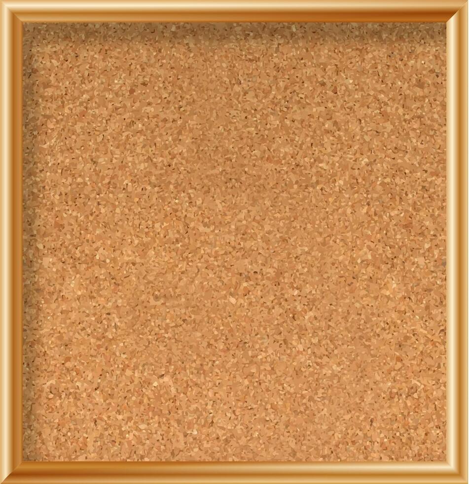 Cork board with wood frame. Empty corkboard with brown texture on transparent background. Business noticeboard. vector