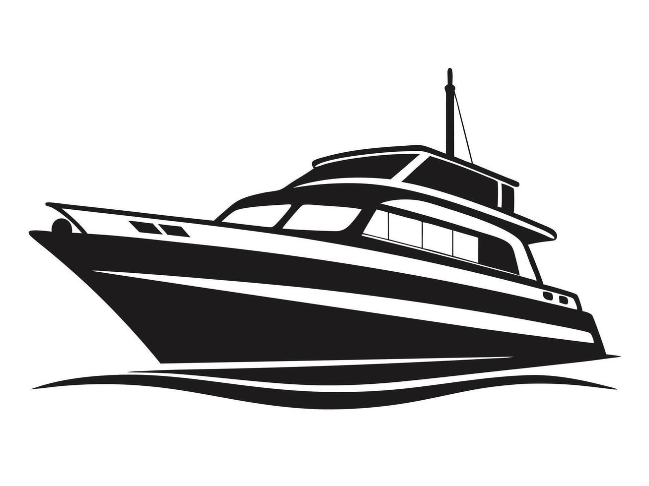 A black and white logo of a boat vector