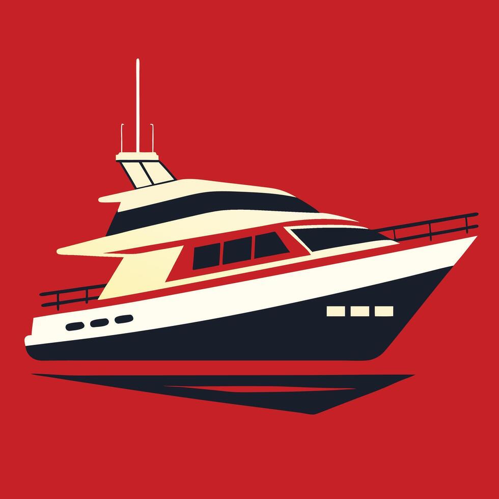 A boat on a red background with a white stripe vector