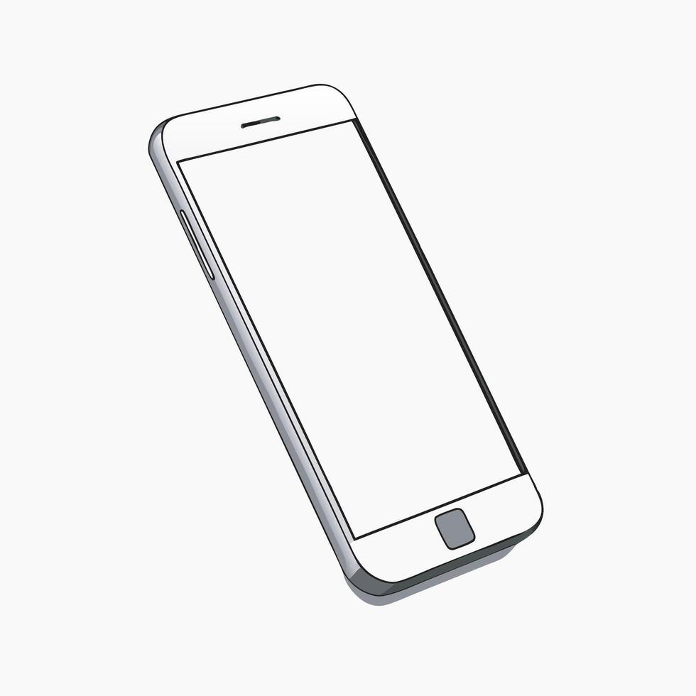 A white phone with a blank screen on a white background vector