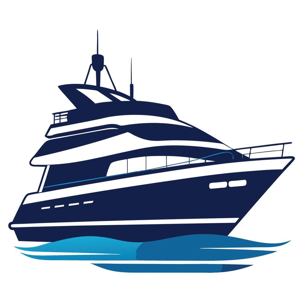 A yacht on the water with a blue background vector