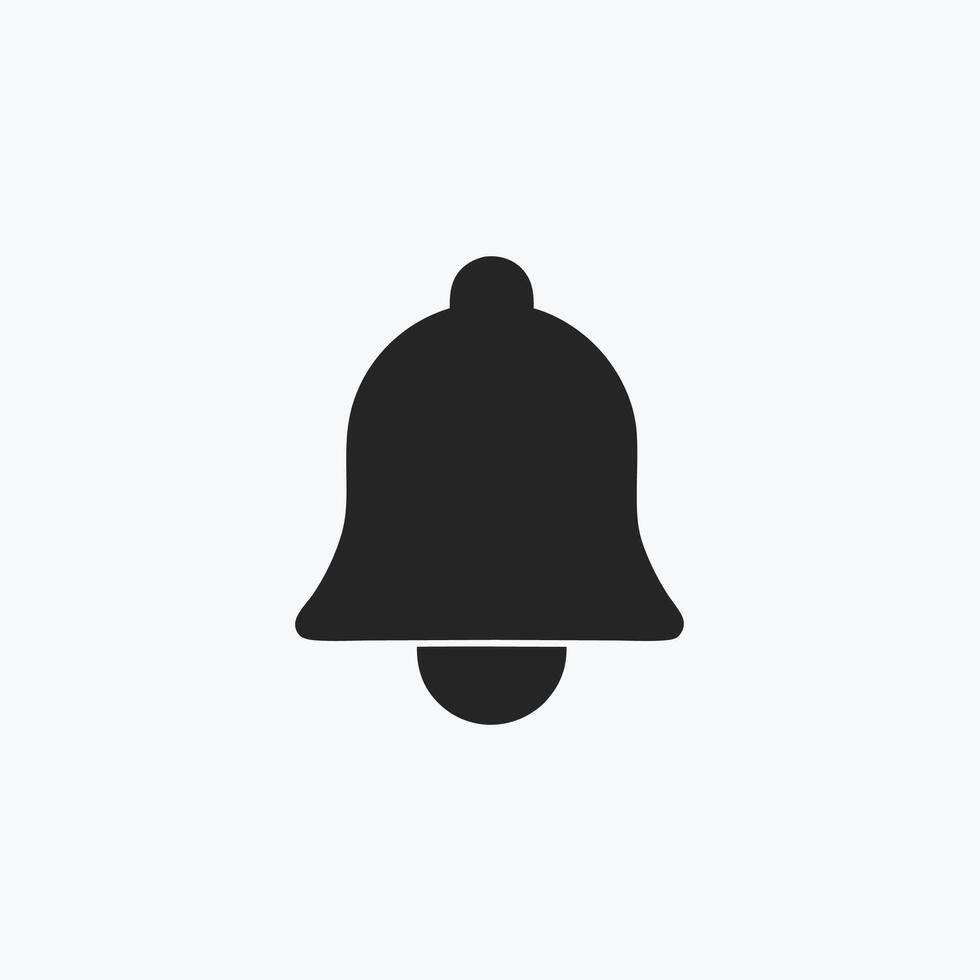 A black and white icon of a bell vector