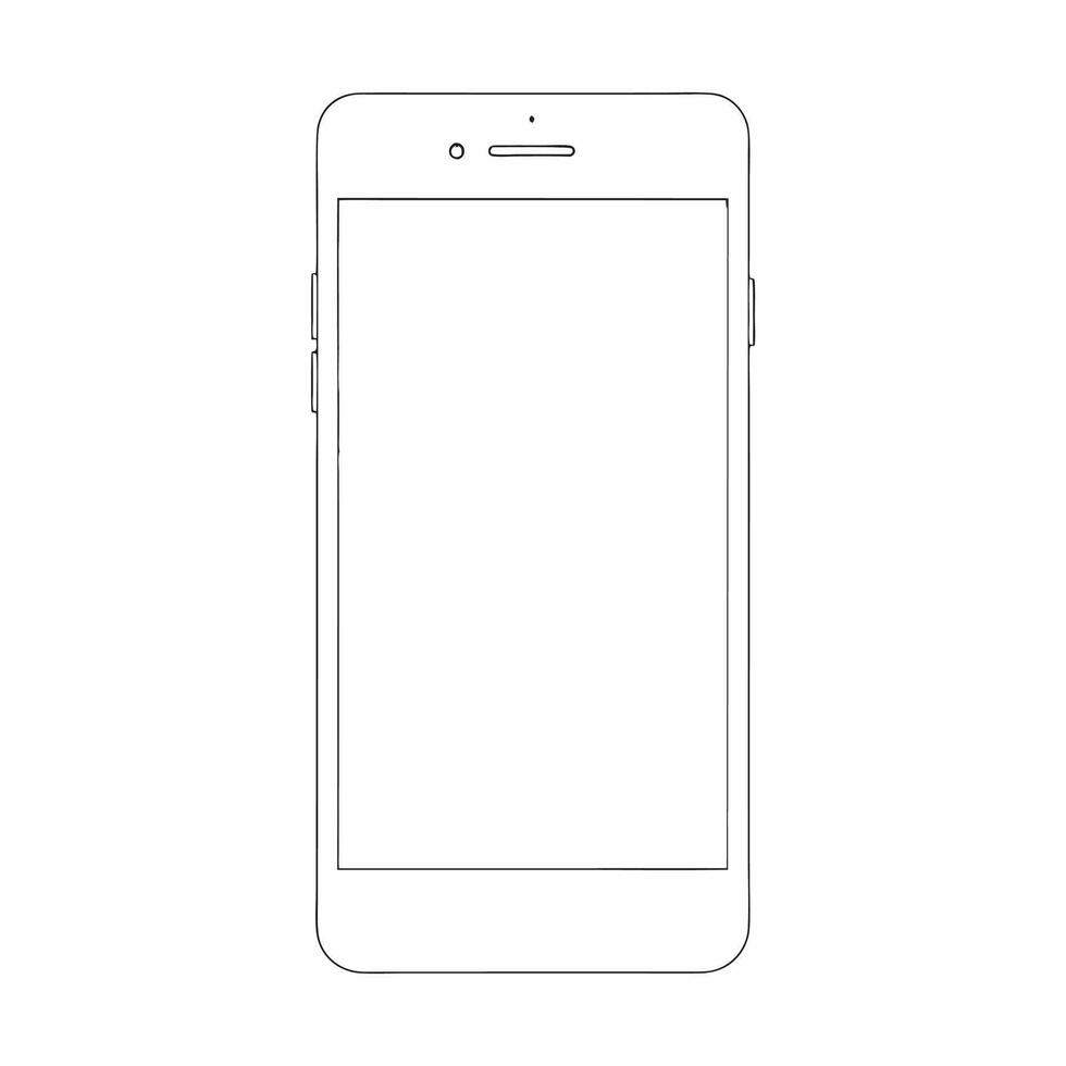 A drawing of a smartphone with a blank screen vector