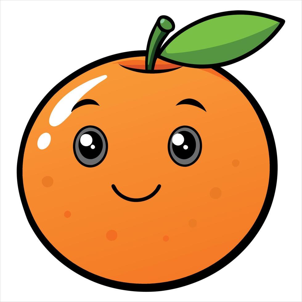 Orange cartoon character with green leaf vector