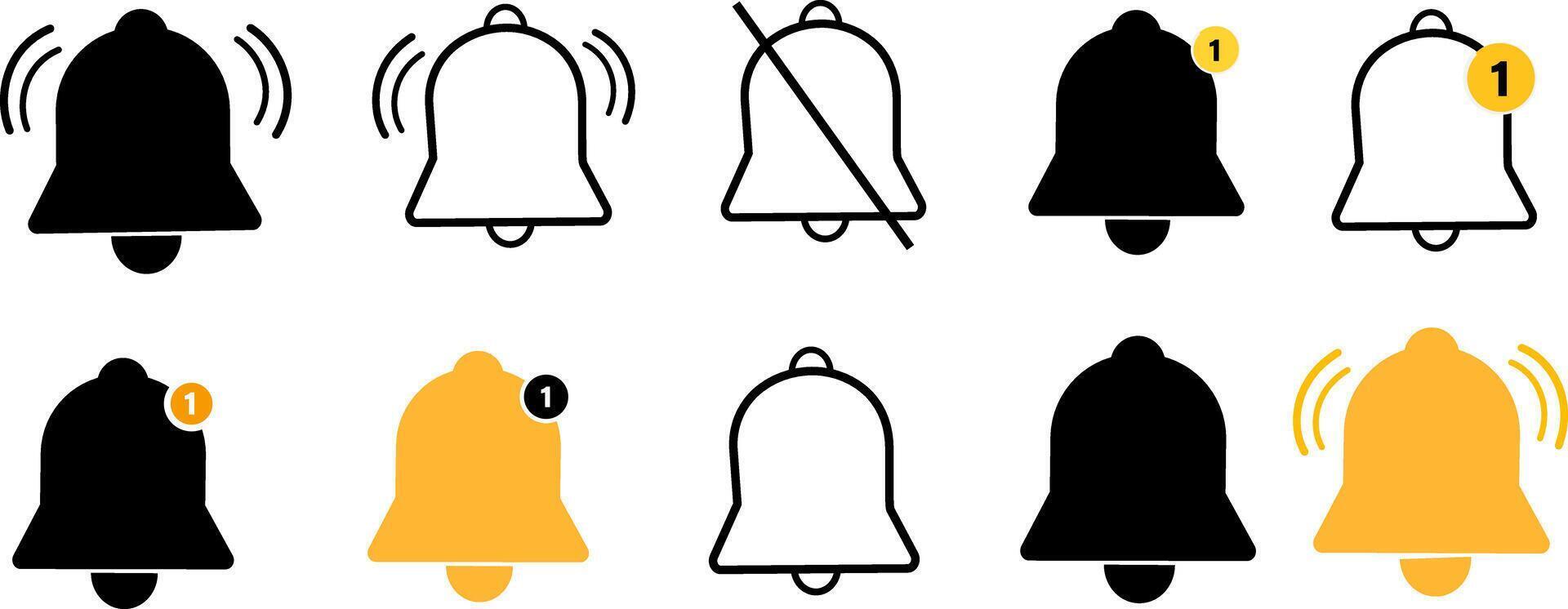 Notification bells icon. Color Flat Line Icons vector