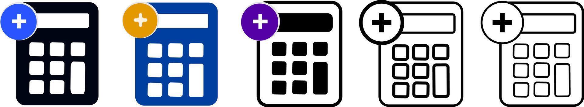Small calculator icon set in filled, thin line, calculator Gradient icon. outline and stroke style. illustration vector