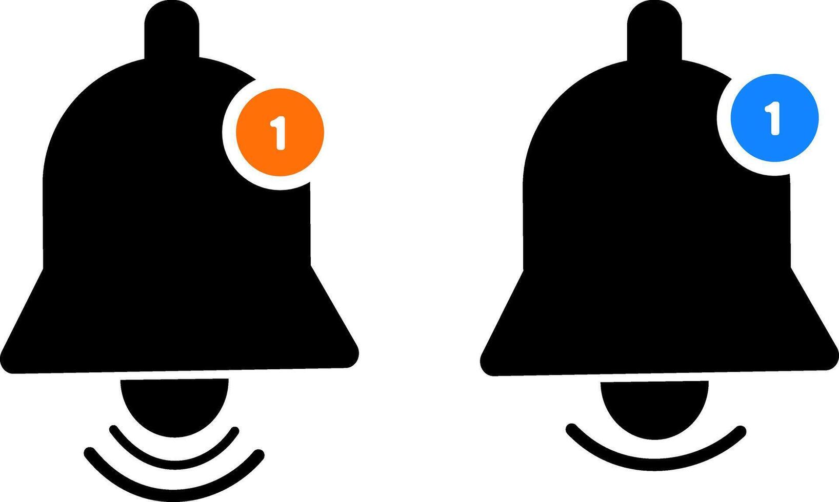 Notification bell flat icons. Editable stroke alert vector