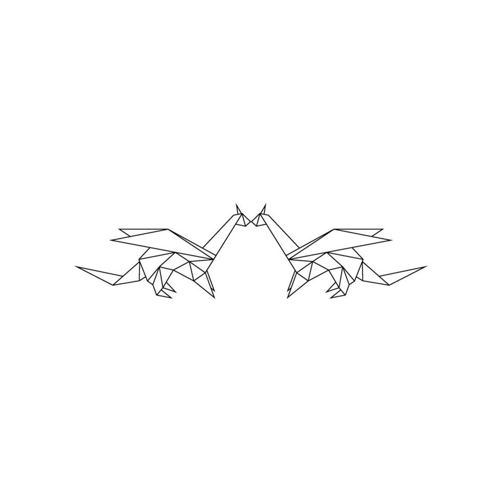 Pair Dragon Polygonal Lines, can use for Logo, Pictogram, Mythology Creature Figure, Website, Apps, or Graphic Design Element. Ediatble. vector