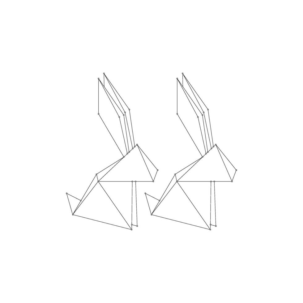 Pair Rabbit or Bunny Polygonal Lines, can use for Logo, Pictogram, Cute Animal Figure, Website, Apps, or Graphic Design Element. Flat and Editable. vector