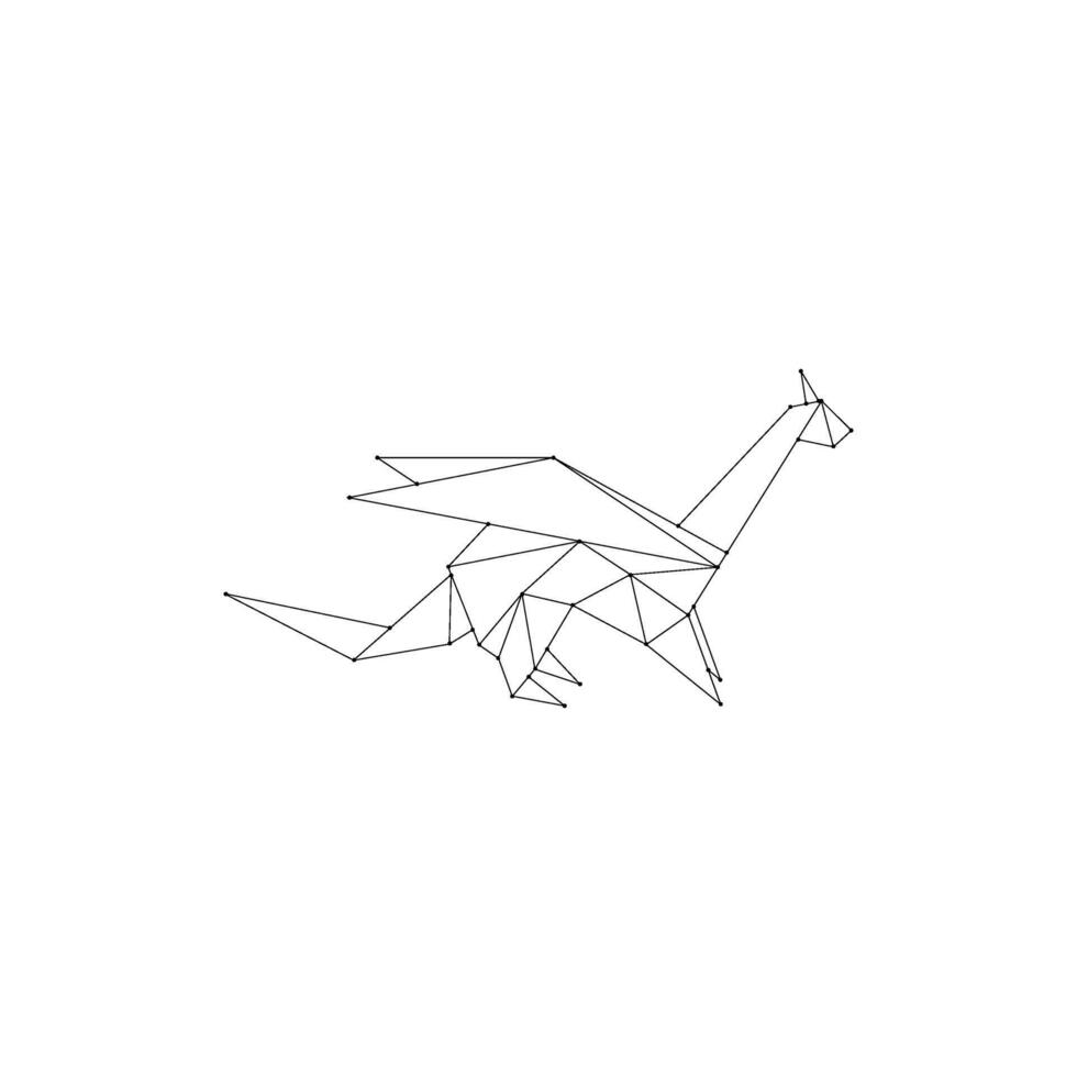 Dragon Polygonal Lines, can use for Logo, Pictogram, Mythology Creature Figure, Website, Apps, or Graphic Design Element. Editable. vector