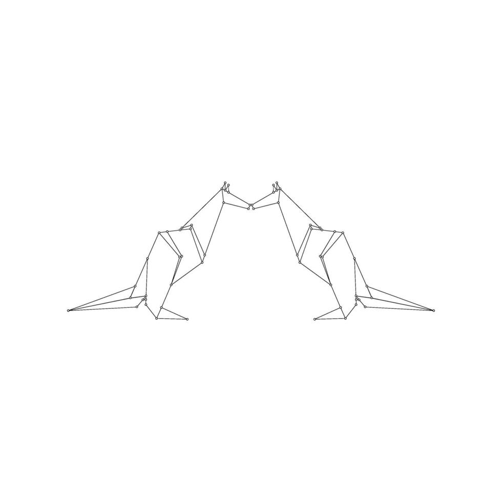 Pair Kangaroo Polygonal Lines, can use for Logo, Pictogram, Animal Figure, Website, Apps, or Graphic Design Element. BW and Editable. vector