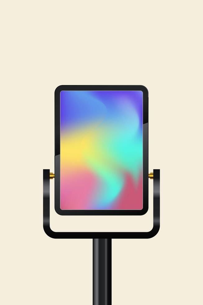 A Digital Stand Signage LED Display Mockup with Digital Stand, and the Outdoor Large LED Screen Mock up with black realistic stand for outdoor. vector