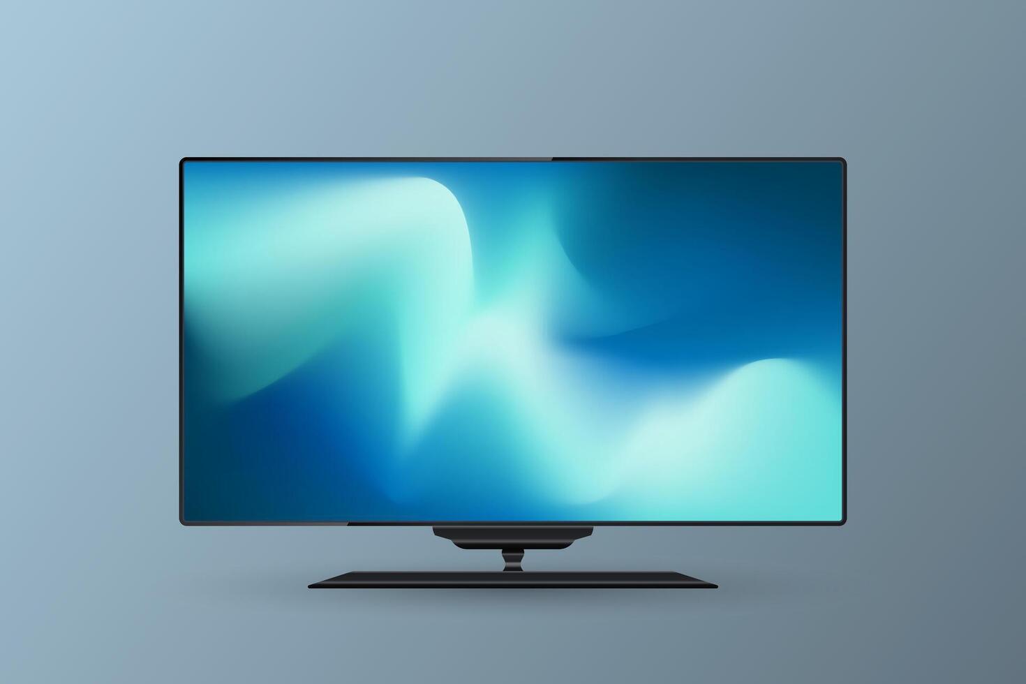 A LED TV Screen Mockup with gradient blue screen. A technology LED TV Screen Mockup in 3Ds. editable LED , illustration vector