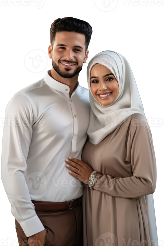 Young Muslim Couple Photo on Background png
