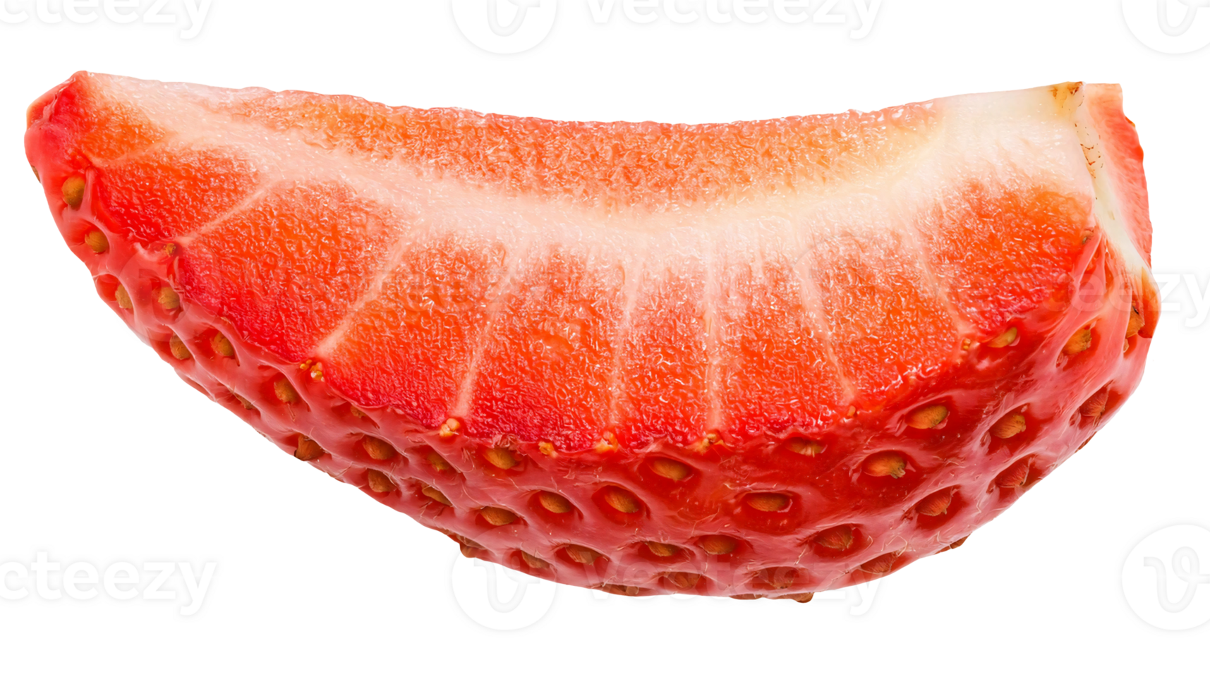 closeup of fresh strawberry slice on isolated background for food and dessert design png