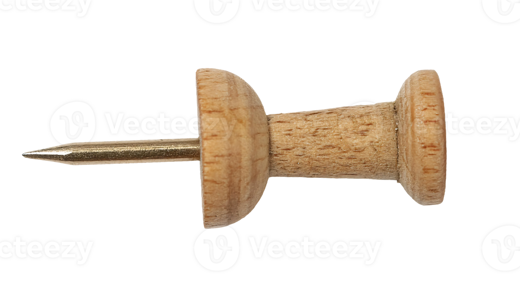 natural wooden push pin with metal tip on isolated background for crafting and office use png