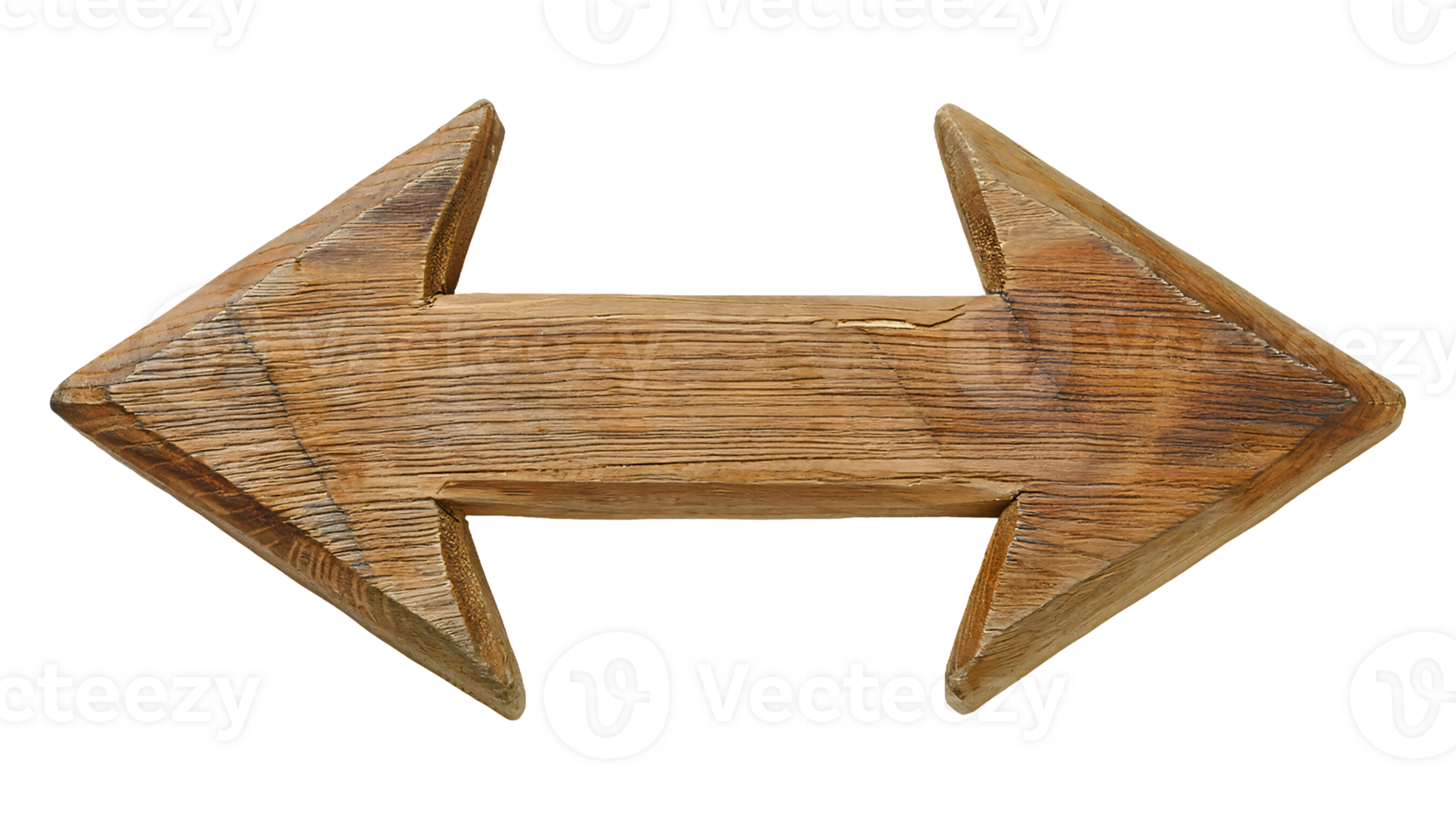 wooden double arrow sign with rustic texture isolated on background png