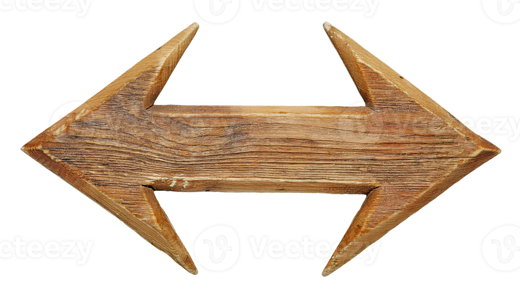 wooden double arrow with rustic texture isolated on background png