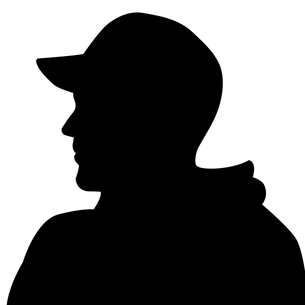 Silhouette and shadow of a left side face a man wearing a hat png