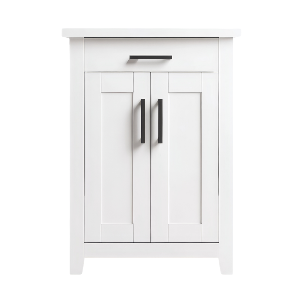 A white cabinet with two doors and a drawer png