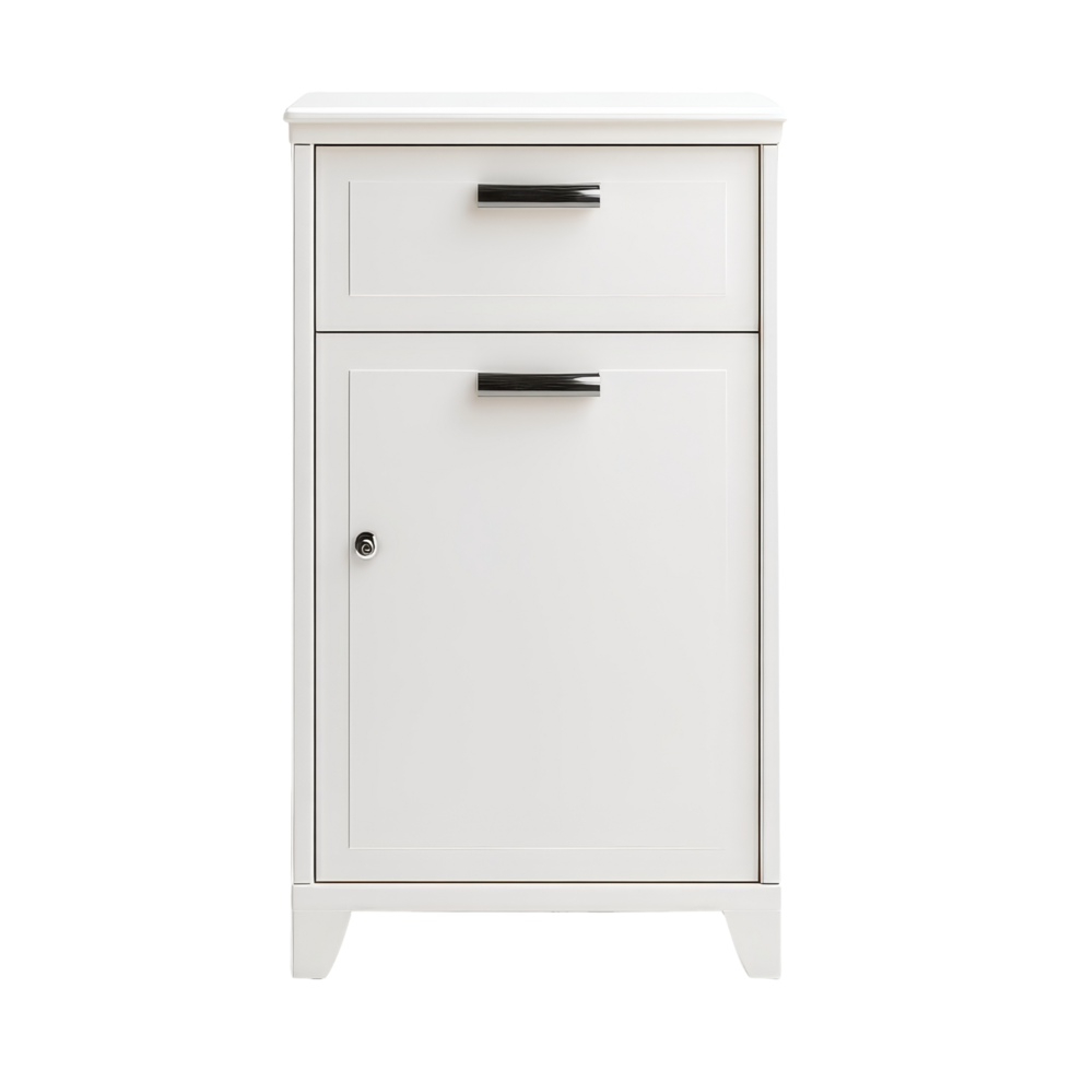 A white cabinet with two drawers and a black handle png