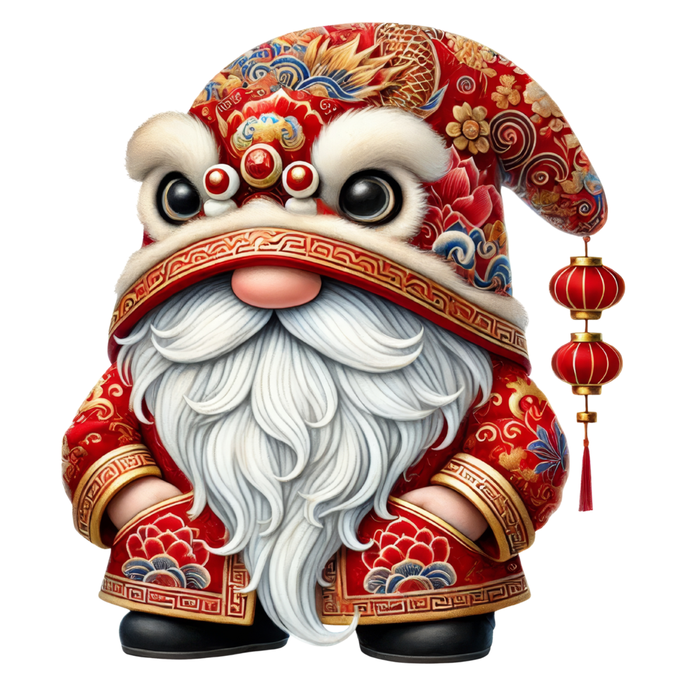 Playful Lion Dance Costume Character in Festive Attire png