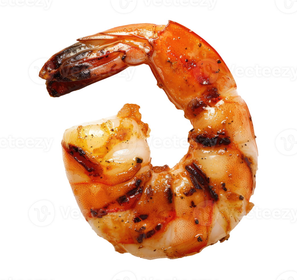 One grilled shrimp, cut out png