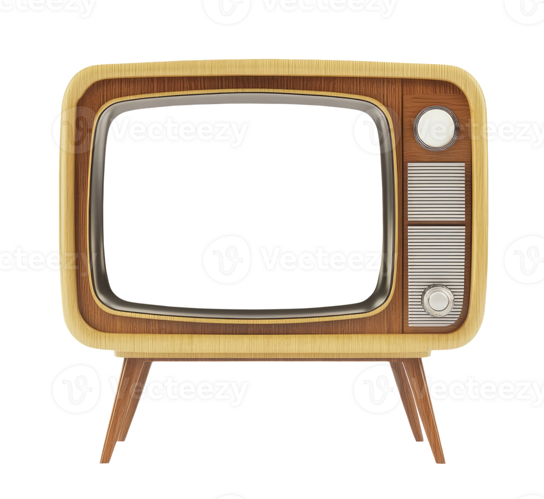 Retro standing TV with transparent screen png