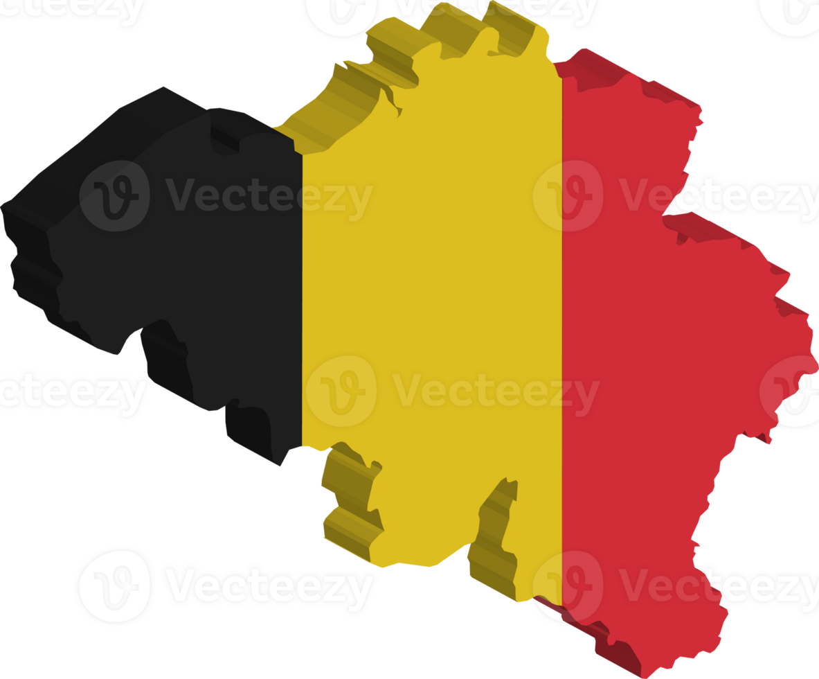 Belgium fills with flag and 3d transparent map png