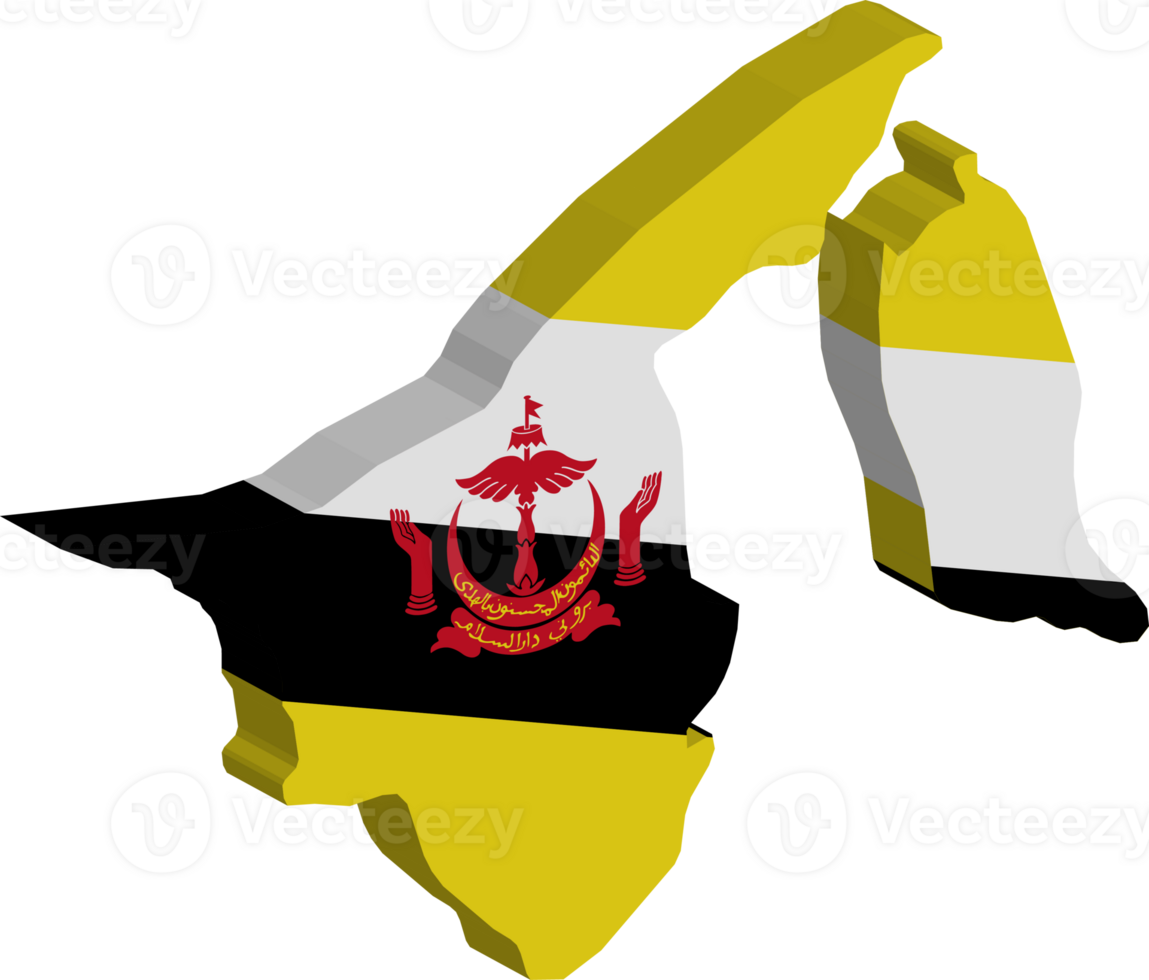 Brunei fills with flag and 3d transparent map png