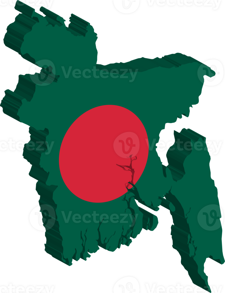 Bangladesh fills with flag and 3d transparent map png