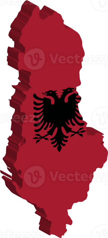 Albania fills with flag and 3d transparent map png