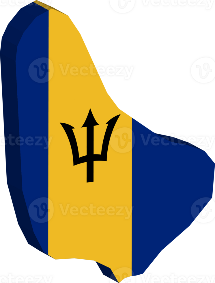 Barbados fills with flag and 3d transparent map png
