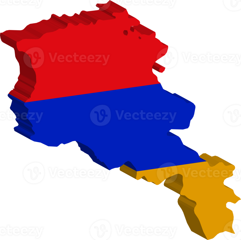 Armenia fills with flag and 3d transparent map png