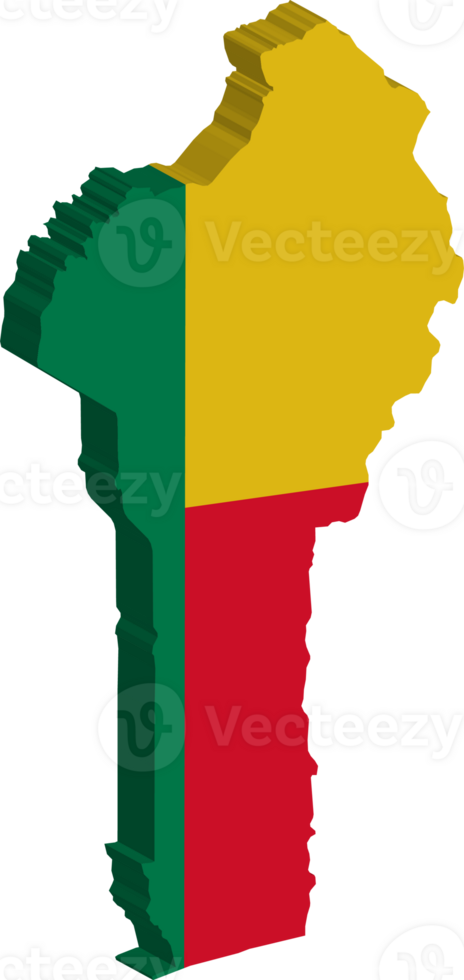 Benin fills with flag and 3d transparent map png