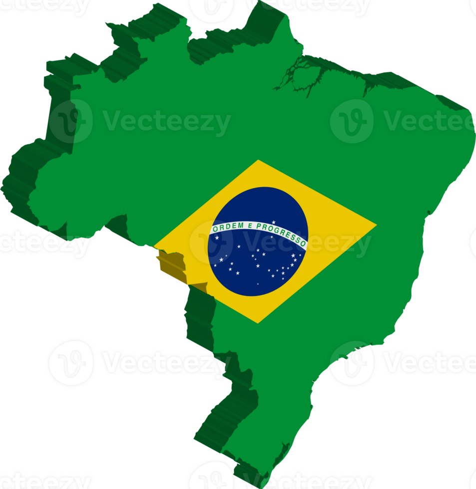 Brazil fills with flag and 3d transparent map png
