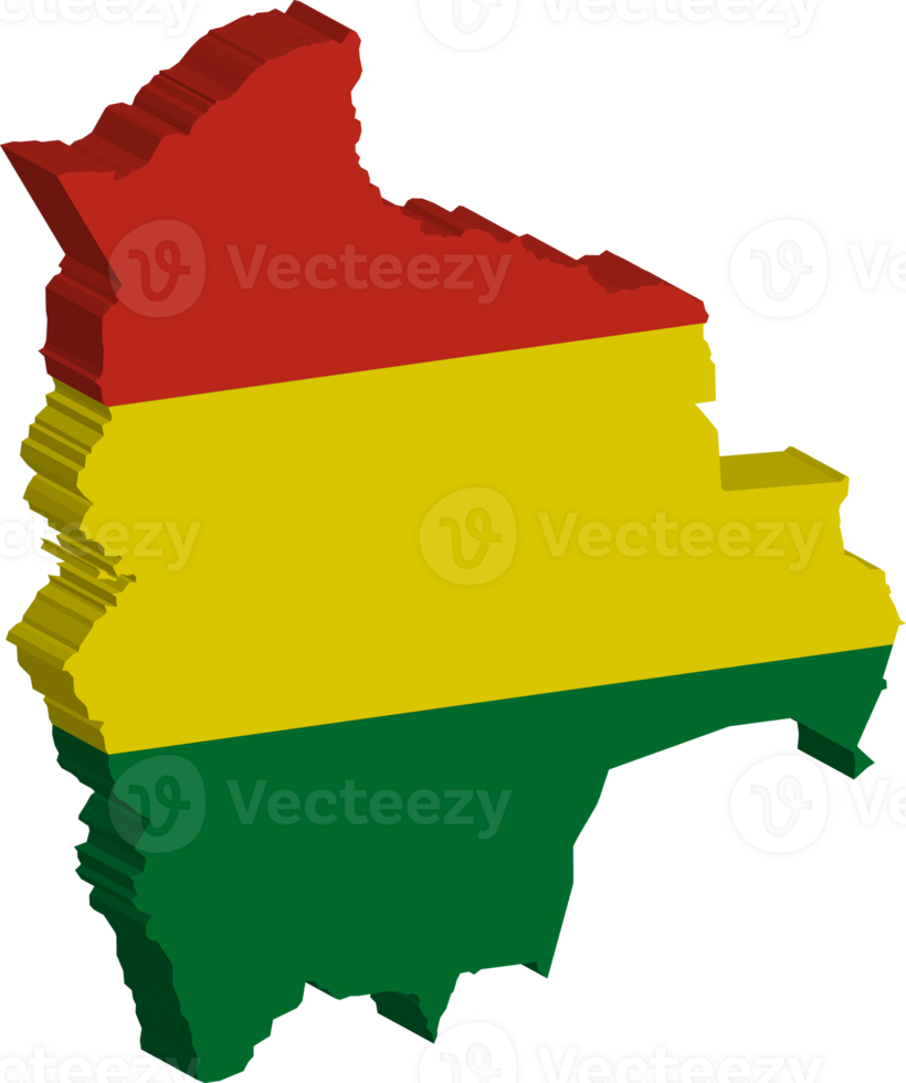 Bolivia fills with flag and 3d transparent map png