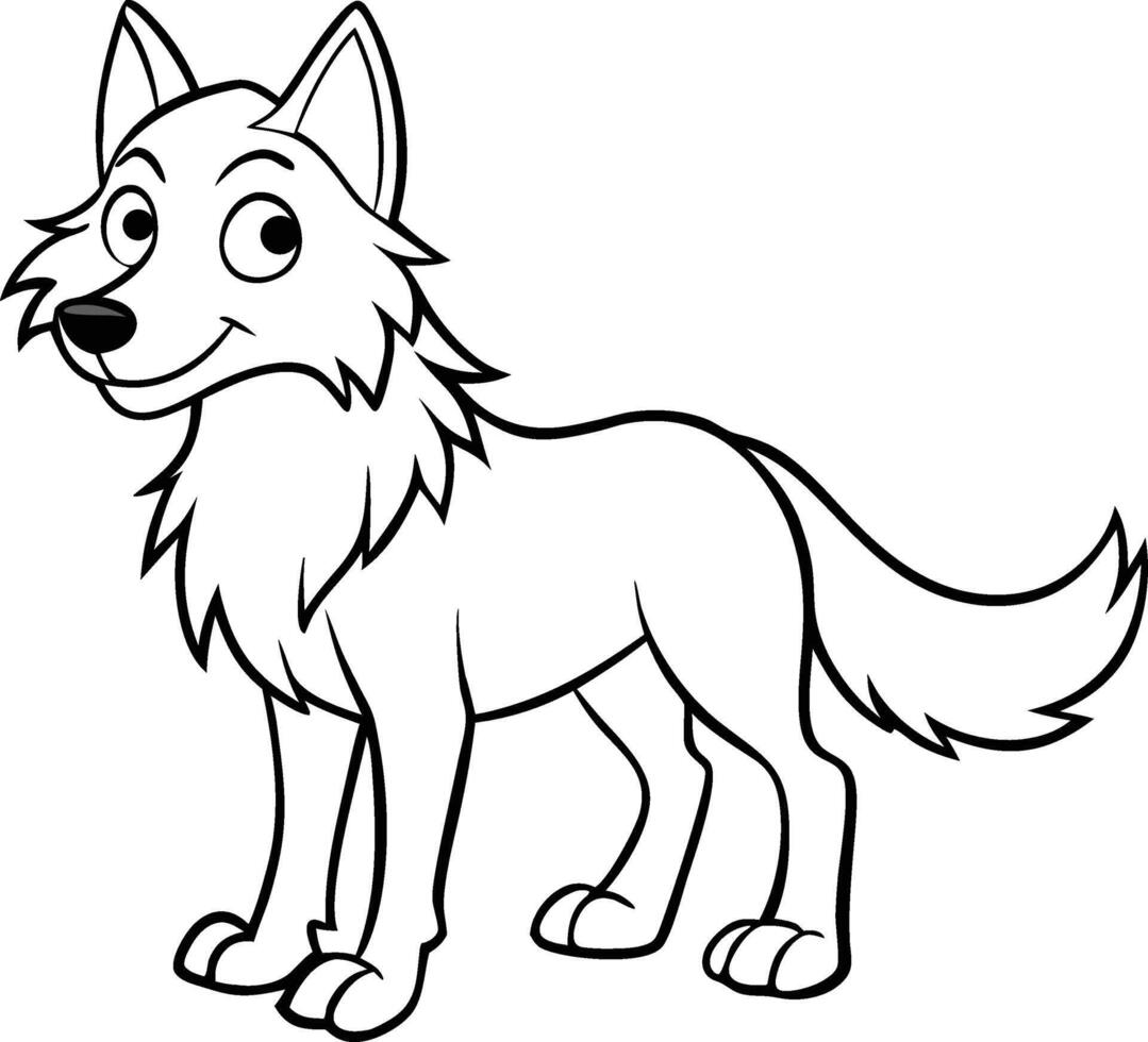 Wolf coloring page line art illustration vector