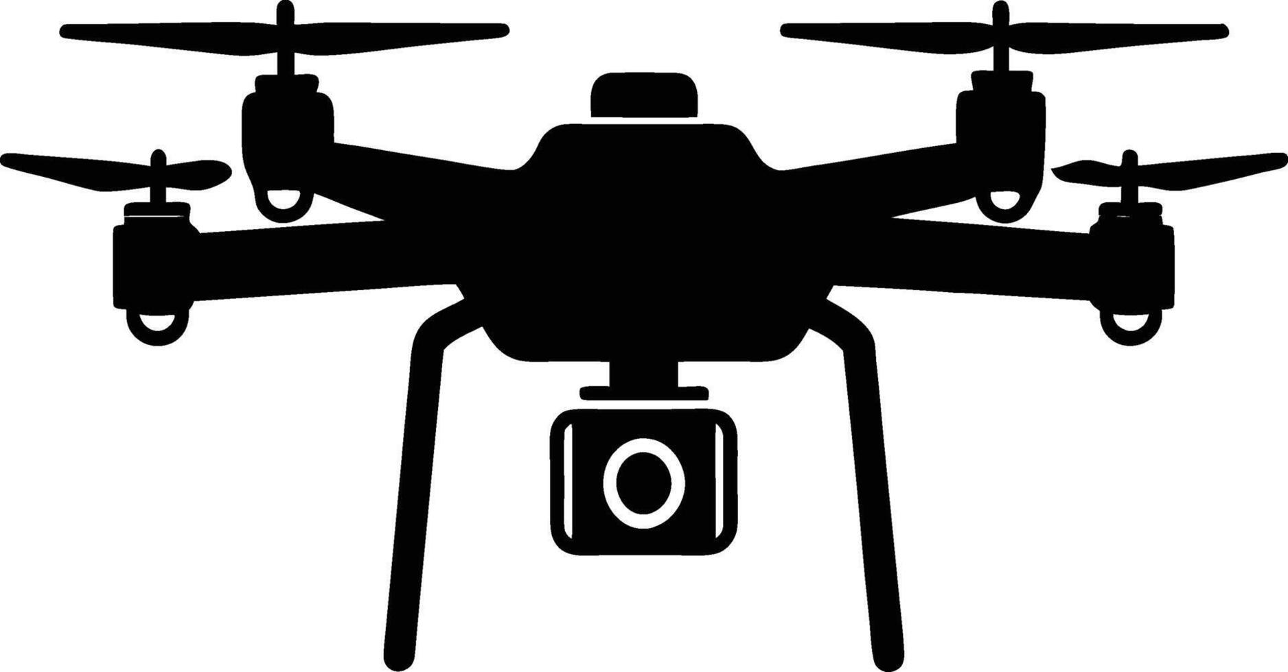 Aerial Drone Silhouette with Camera Design vector