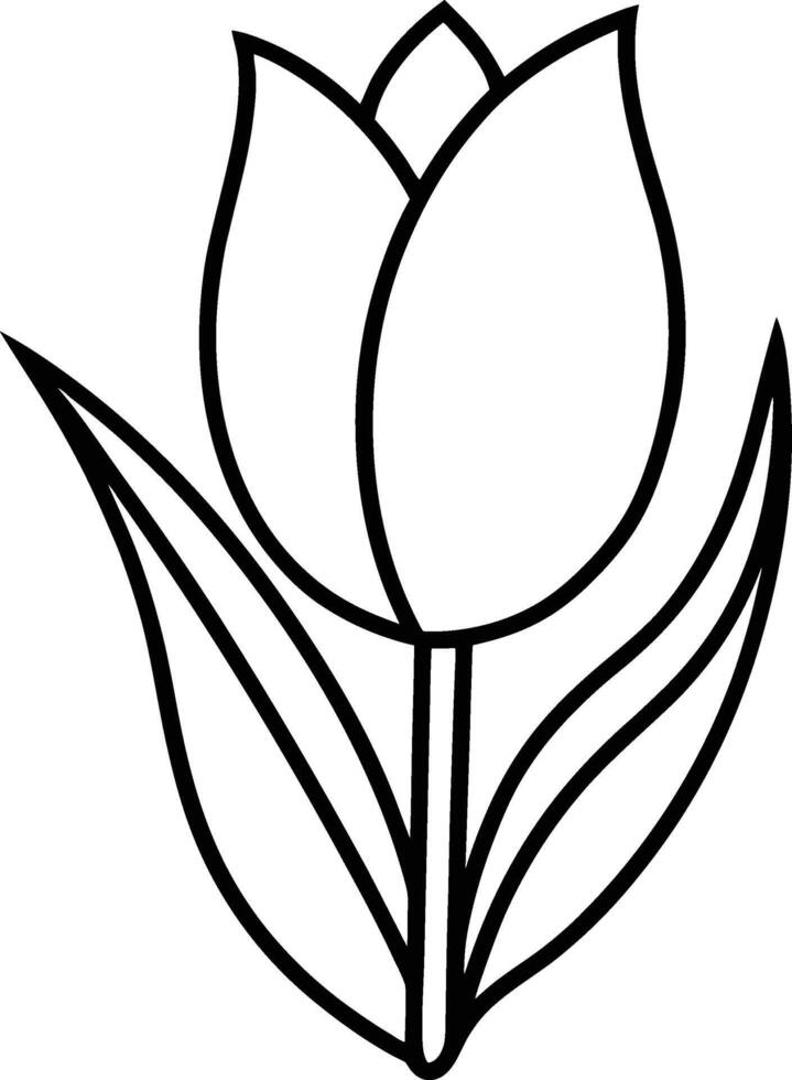 Coloring page Tulip flower line art illustration vector