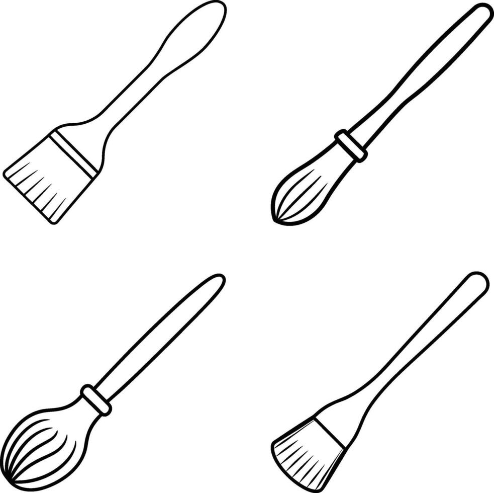 Brushes line art illustration. vector