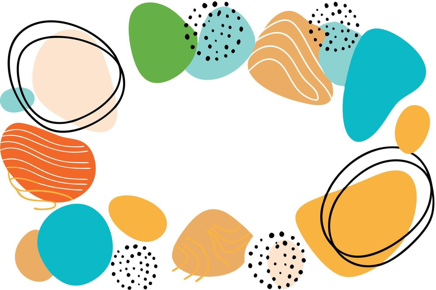 Abstract Colorful Shapes Border Design, Organic Forms, Modern Art vector
