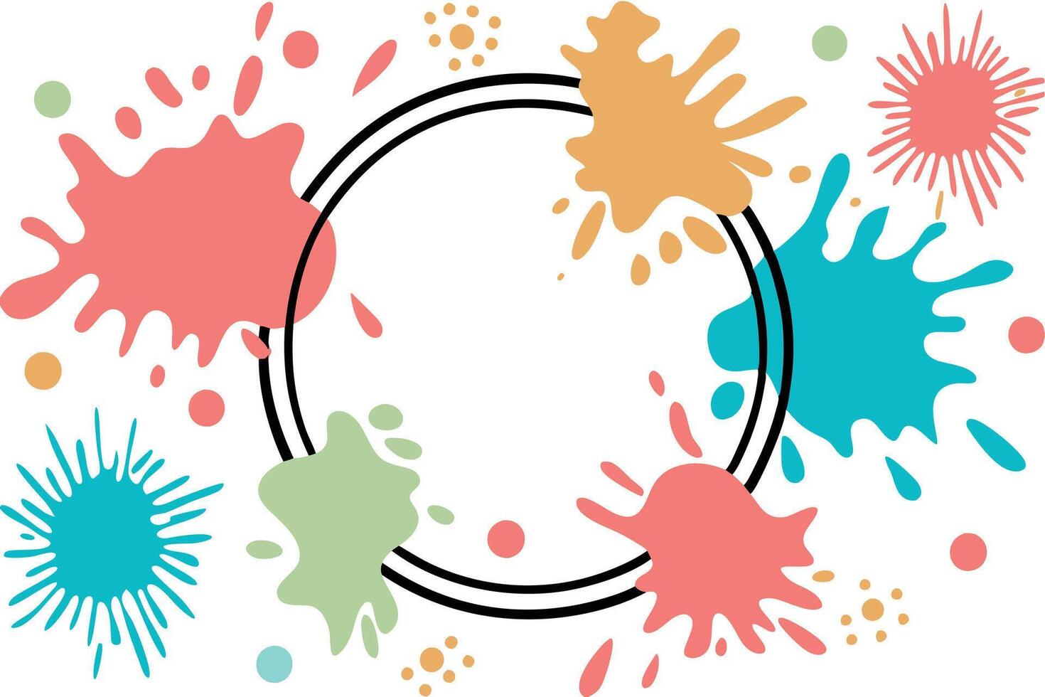 Colorful Splashes Abstract Background Design Circular Frame vector
